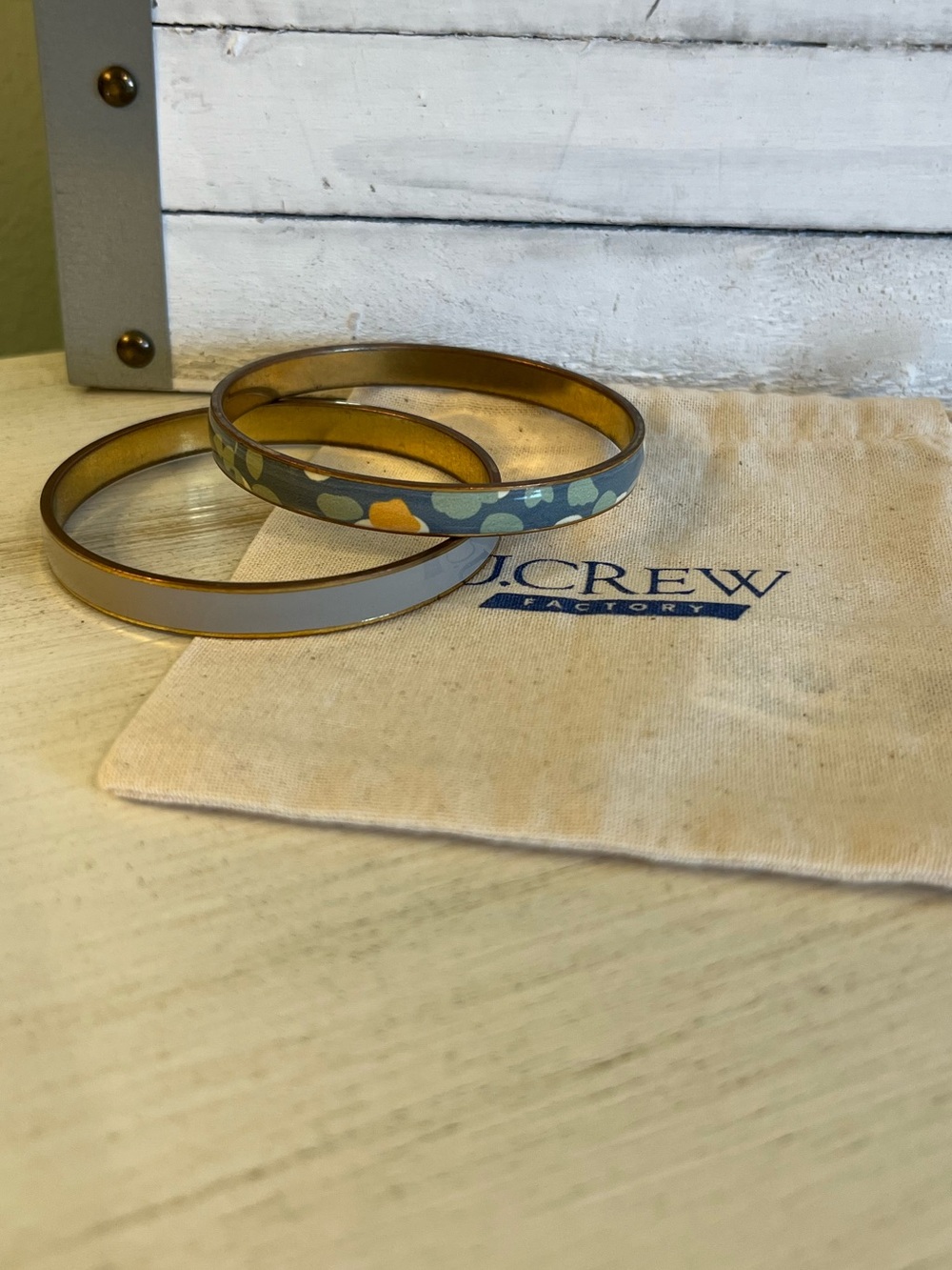 J Crew Gold-tone Enamel Bangle Bracelet Set